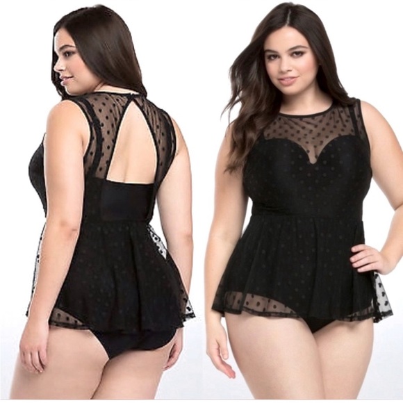 torrid Other - NWT Torrid mesh polkadot push-up one piece swimsuit size 2x 18-20